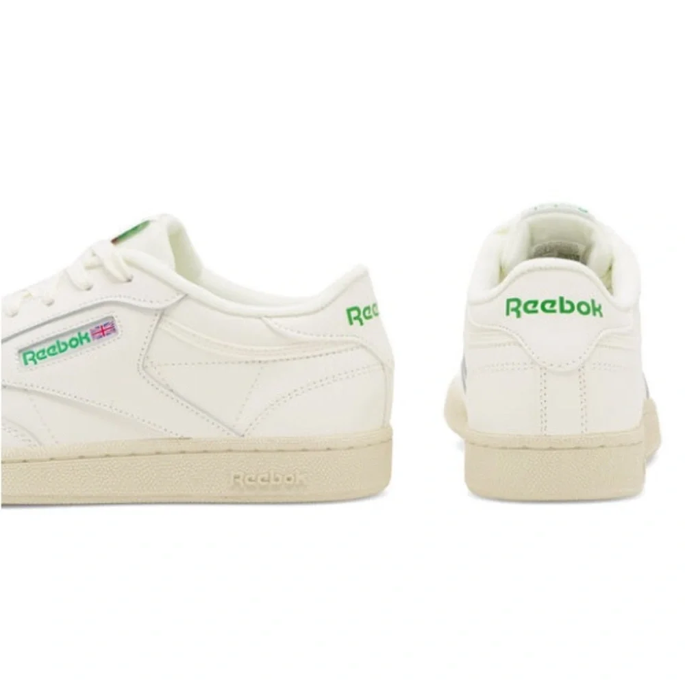 Reebok Kids Club C Vintage Sneakers in Off-White with Green and Red Accents